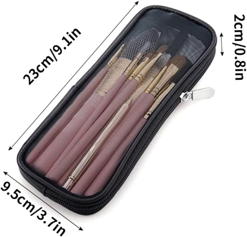 Black Mesh Makeup Brush Case Travel Cosmetic Organizer Storage Bag For Beauty Tools - Image 4