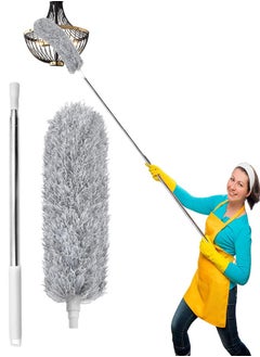 Microfiber  Feather Duster, Extendable Feather Duster,Feather Duster with Extra Long 2.8m/100 inches Telescopic Pole and Bendable Head,Easy to Absorb Dust Anti Static,Perfect for Cleaning Cobweb,Ceiling Fan,Blinds etc