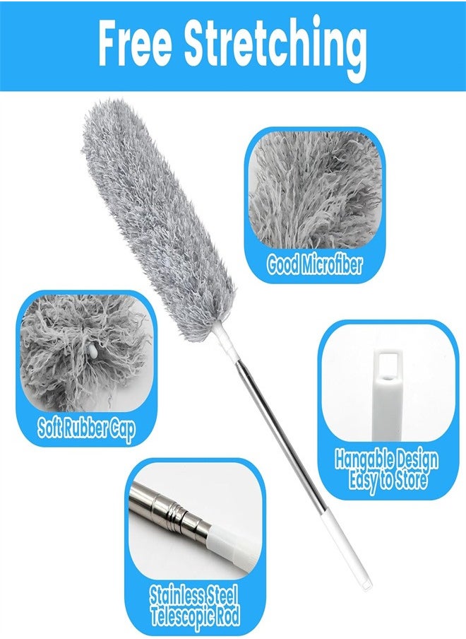 Generic - Microfiber  Feather Duster, Extendable Feather Duster,Feather Duster with Extra Long 2.8m/100 inches Telescopic Pole and Bendable Head,Easy to Absorb Dust Anti Static,Perfect for Cleaning Cobweb,Ceiling Fan,Blinds etc - Image 1