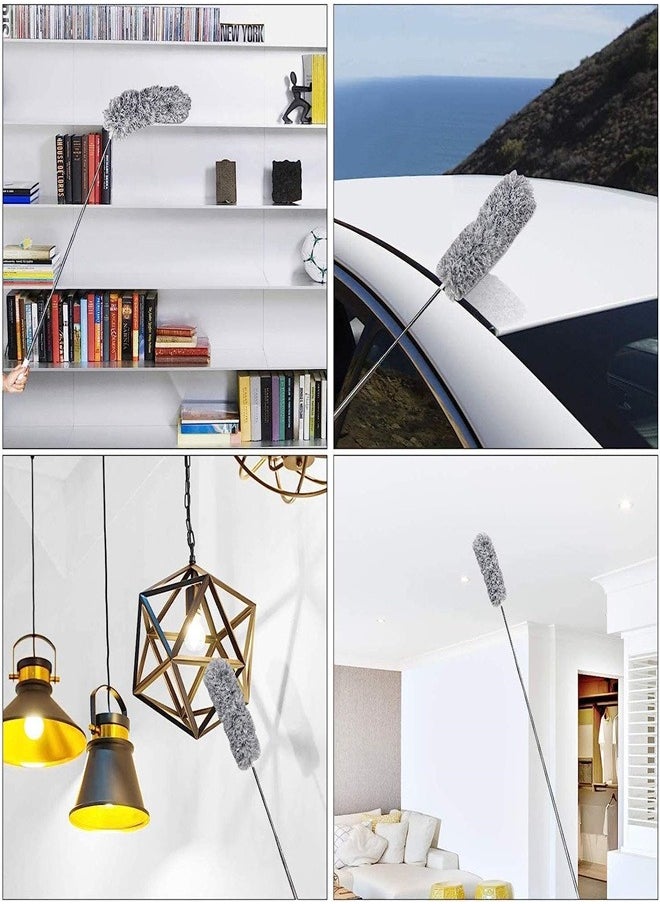 Generic - Microfiber  Feather Duster, Extendable Feather Duster,Feather Duster with Extra Long 2.8m/100 inches Telescopic Pole and Bendable Head,Easy to Absorb Dust Anti Static,Perfect for Cleaning Cobweb,Ceiling Fan,Blinds etc - Image 1