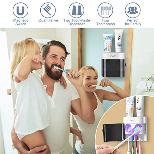 Boperzi Dustproof Cover Toothbrush Holder Wall Mounted Automatic Dispenser for Shower Bathroom Set with 2 Toothpaste Squeezers(No Electric, No Light) - Image 4