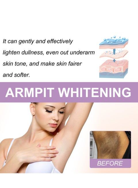 OUHOE Armpit Whitening Serum ,72h Of Dry Underarms , with Glutathione  Niacinamide ,Brightening Booster Cream, Dark Spot Cream,Underarm Cream Body  Private Parts Knees Elbows Inner Thigh 10ml
