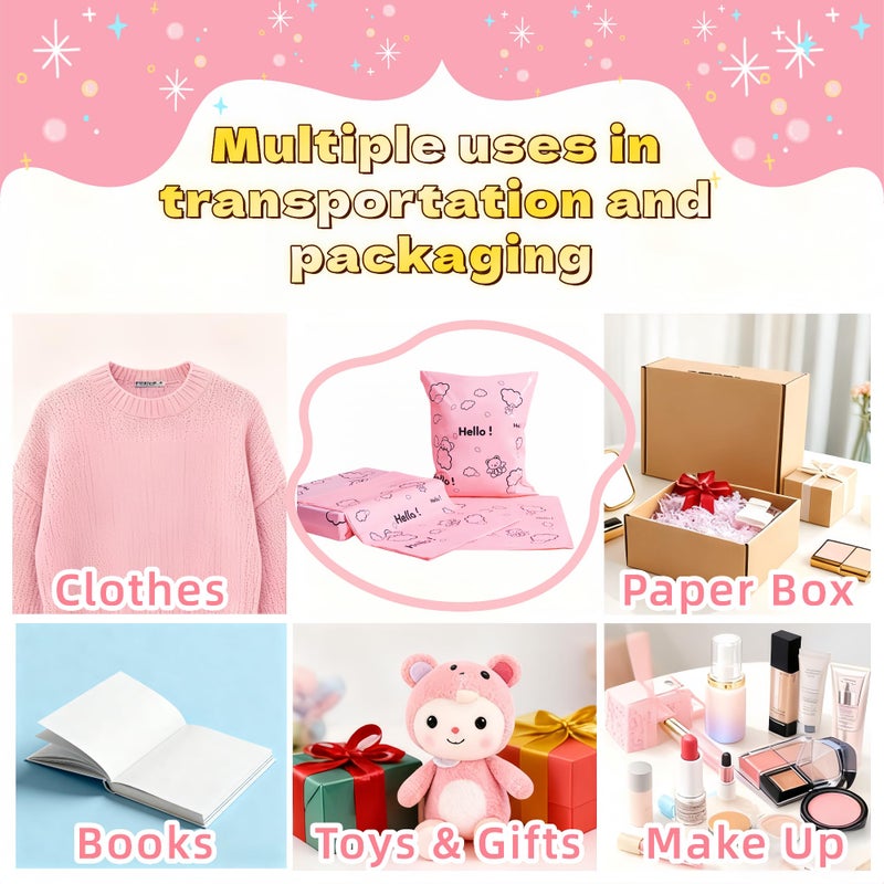 PABCK 50 Pcs Small Poly Mailers Self Adhesive Shipping Envelope Mailer for Small Business Express Shipping Trash Bag Self Seal Pink Plastic Poly Mailing Bag for Gifts Packaging 5.9x7.87+1.97 inch - Image 5