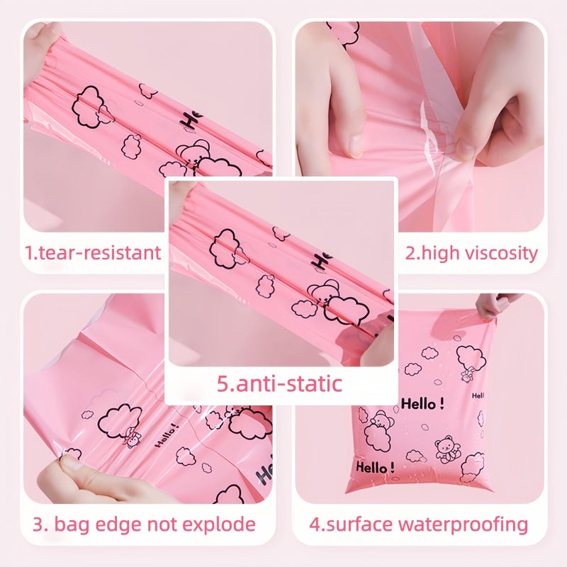 PABCK 50 Pcs Small Poly Mailers Self Adhesive Shipping Envelope Mailer for Small Business Express Shipping Trash Bag Self Seal Pink Plastic Poly Mailing Bag for Gifts Packaging 5.9x7.87+1.97 inch - Image 4
