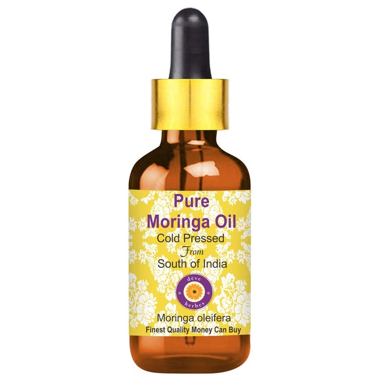Deve Herbes Deve Herbes Pure Moringa Oil Moringa oleifera with Glass Dropper Cold Pressed Natural Undiluted For Diluting Essential Oils For Skin Massage Men Women 30ml  - Image 1