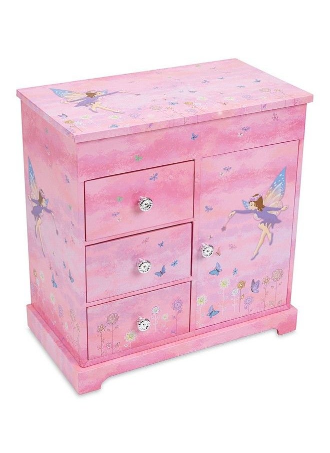 JewelKeeper - Musical Box With 3 Pullout Drawers Fairy And Flowers Design Dance Of The Sugar Plum Fairy Tune - Image 1