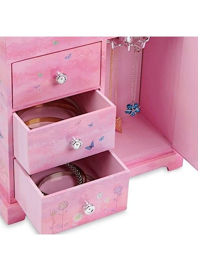 JewelKeeper - Musical Box With 3 Pullout Drawers Fairy And Flowers Design Dance Of The Sugar Plum Fairy Tune - Image 1