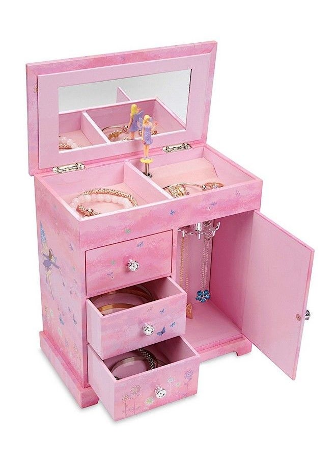 JewelKeeper - Musical Box With 3 Pullout Drawers Fairy And Flowers Design Dance Of The Sugar Plum Fairy Tune - Image 1