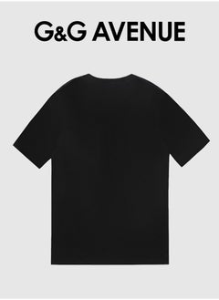 G&G AVENUE Heavy cotton fabric Men's Sports Style Pure Cotton Thick Oversized Round Neck T-shirt Black New Trend Colored Horse Pattern Casual Style (One Piece)  - Image 5
