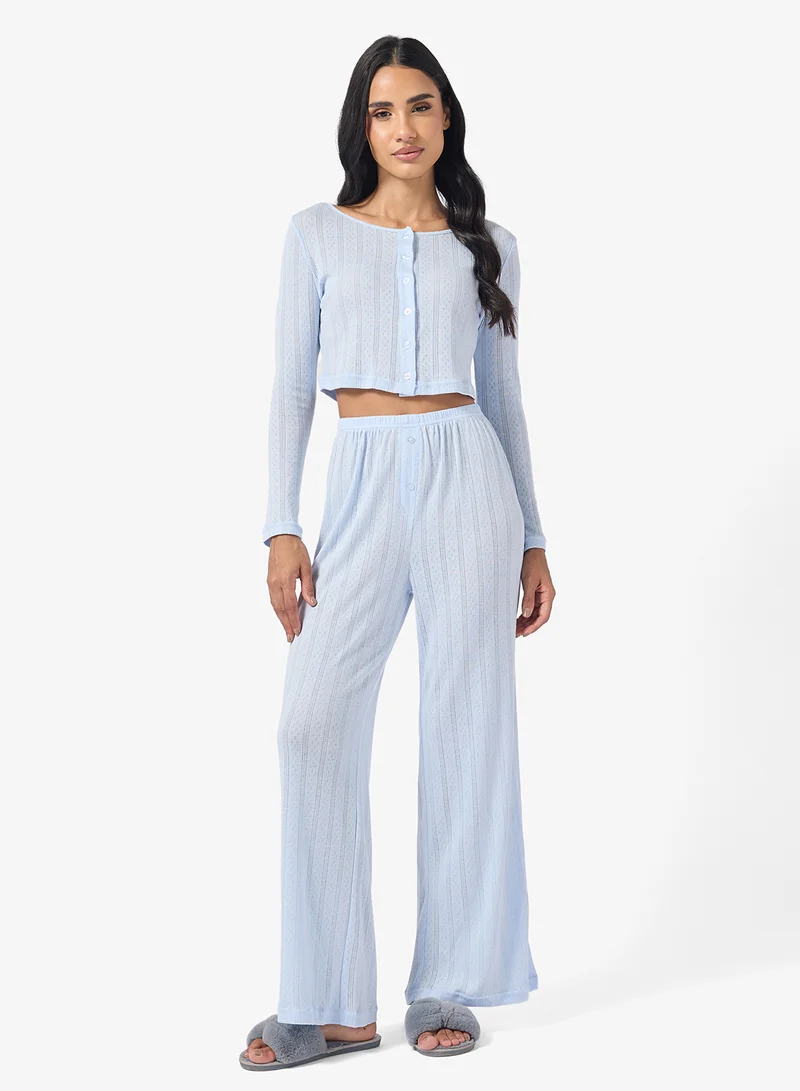 Ginger Pointelle Top & Pyjama Set