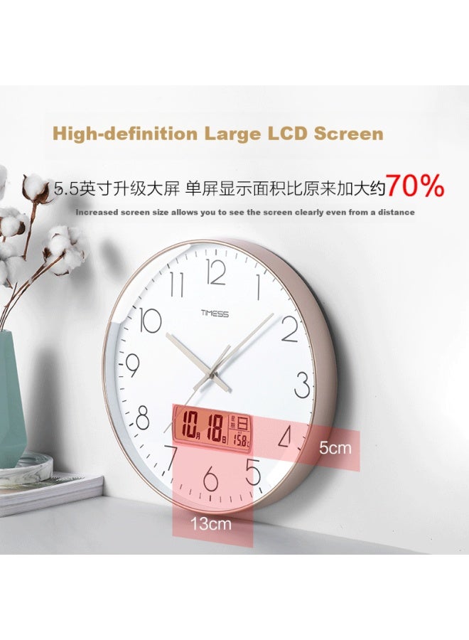 Timess Radio-controlled Clock, Automatic Time Synchronization Wall Clock, Living Room Timepiece, New Model With Temperature Display And Calendar, Wall-mounted, 25cm - Image 1