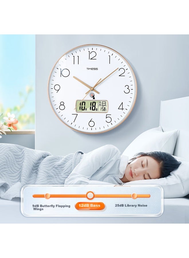 Timess Radio-controlled Clock, Automatic Time Synchronization Wall Clock, Living Room Timepiece, New Model With Temperature Display And Calendar, Wall-mounted, 25cm - Image 2