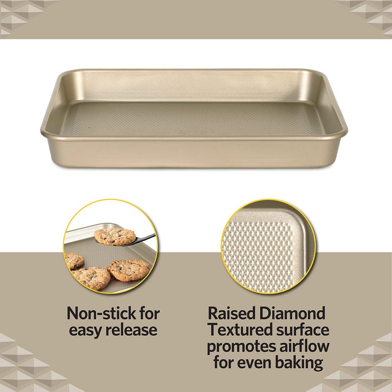 Glad Baking Pan Nonstick - Oblong Metal Dish for Cake and Lasagna - Heavy Duty Carbon Steel Bakeware, Medium - Image 2