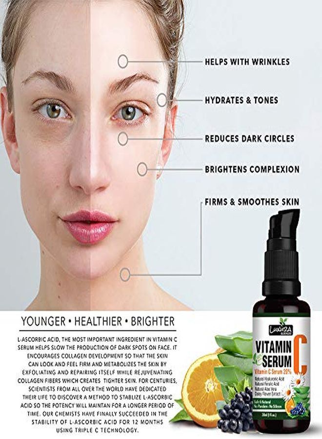 Luxura Sciences Vitamin C Serum For Skin Glow; Anti Ageing; 30 Ml - Image 3