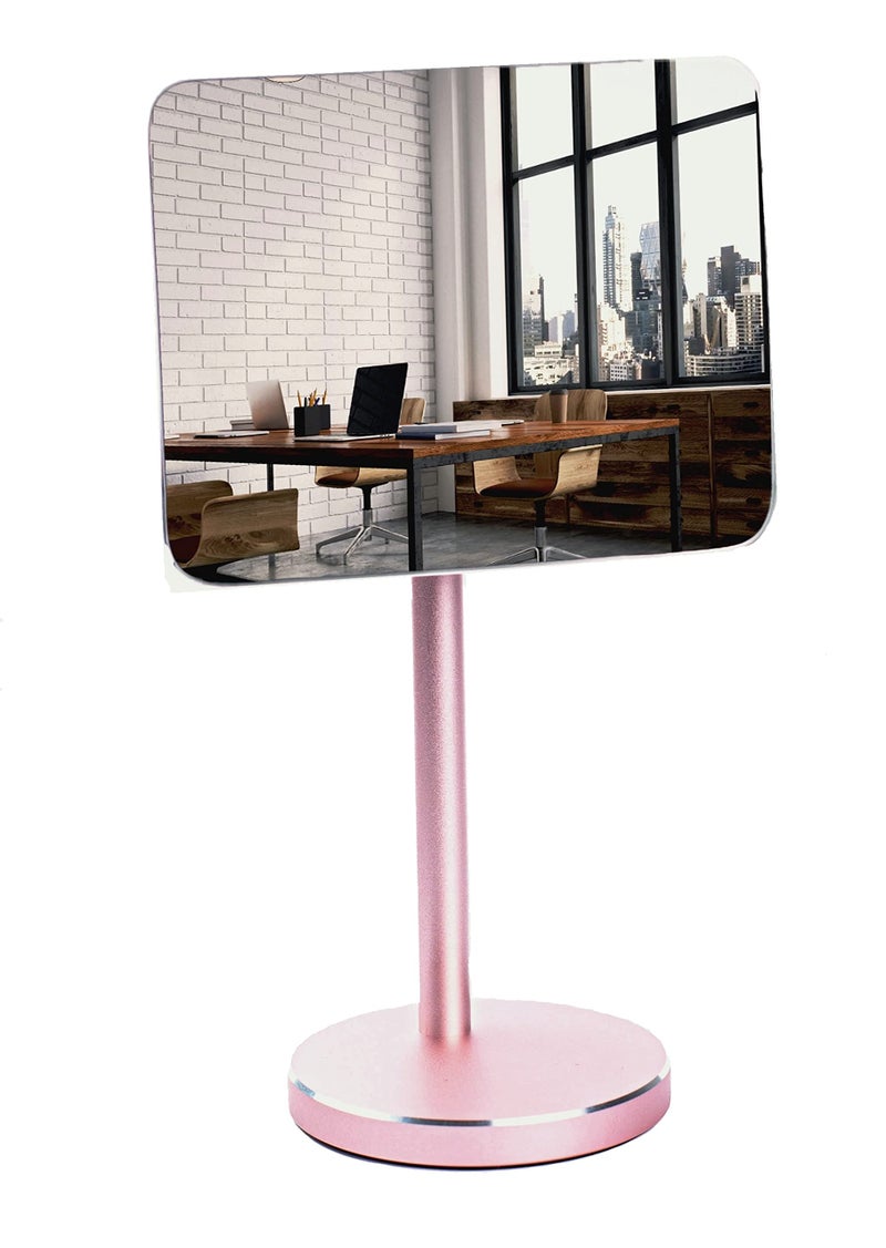 WatchYrBack Desk and Cubicle Mirror to see behind you, ROSE-GOLD Stand with detachable Wide Angle real glass Mirror, SMALL & DISCRETE, beautiful design, perfect curvature for an exceptionally clear view - Image 1