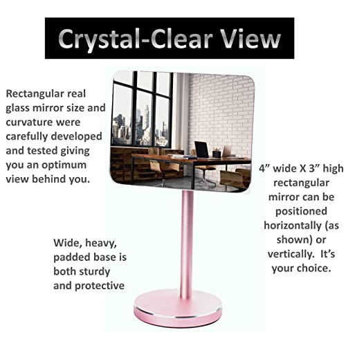 WatchYrBack Desk and Cubicle Mirror to see behind you, ROSE-GOLD Stand with detachable Wide Angle real glass Mirror, SMALL & DISCRETE, beautiful design, perfect curvature for an exceptionally clear view - Image 4