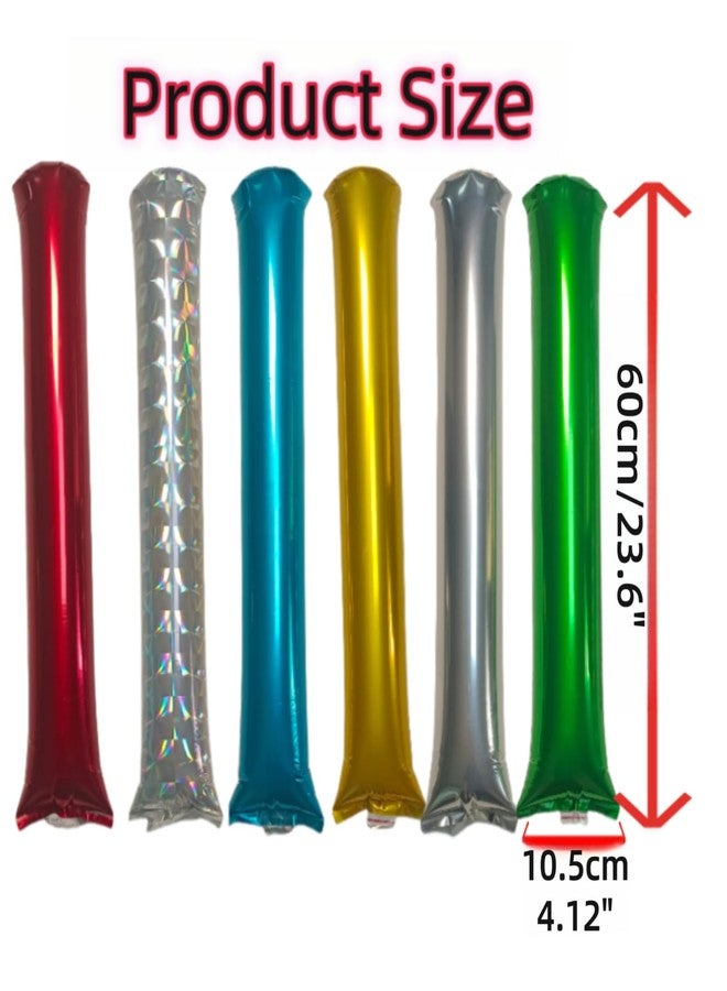 ROSEBB 48pcs Round Head Boom Sticks Thunder Sticks Cheering Sticks Team Spirit Plastic Cheerleading Spirit Stick Clapper Inflatable Noise Maker Sports Supply (Glitter Color) - Image 4