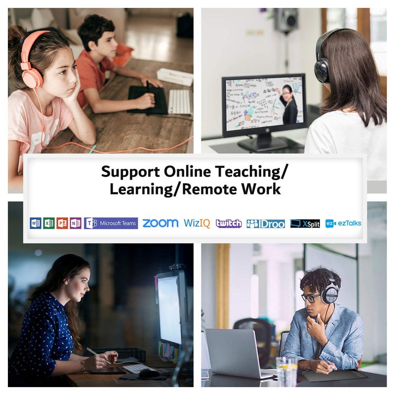 Veikk لوحة رسم جرافيك A15 بحجم 10x6 بوصة مع قلم نشط بدون بطارية و 12 مفتاح اختصار، 20 رأس قلم وقفاز فنان يدعم أنظمة ويندوز وماك ولينكس وأندرويد، ضغط مائل (أزرق) - Image 2