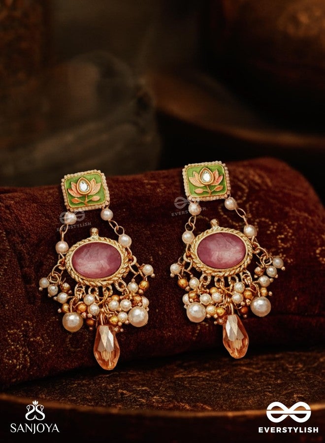 SANJOYA BY EVERSTYLISH Mrinalika Lotus Petal Graceful Enamelled Handcrafted Kundan Earrings With Soft Pastel Gemstones Lightweight Jewelry For Women | Party, Festive, Wedding & Gifting - Image 2