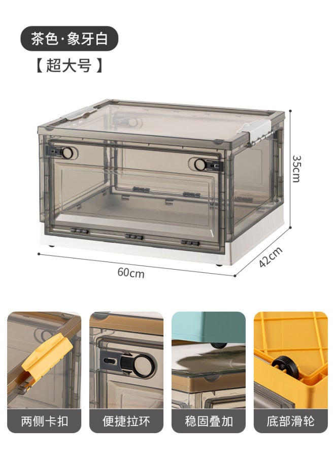 Sacred Transparent Plastic Clothes Folding Storage Box Household Wardrobe Clothes Toy Book Storage Box Quilt Finishing Box - Image 1