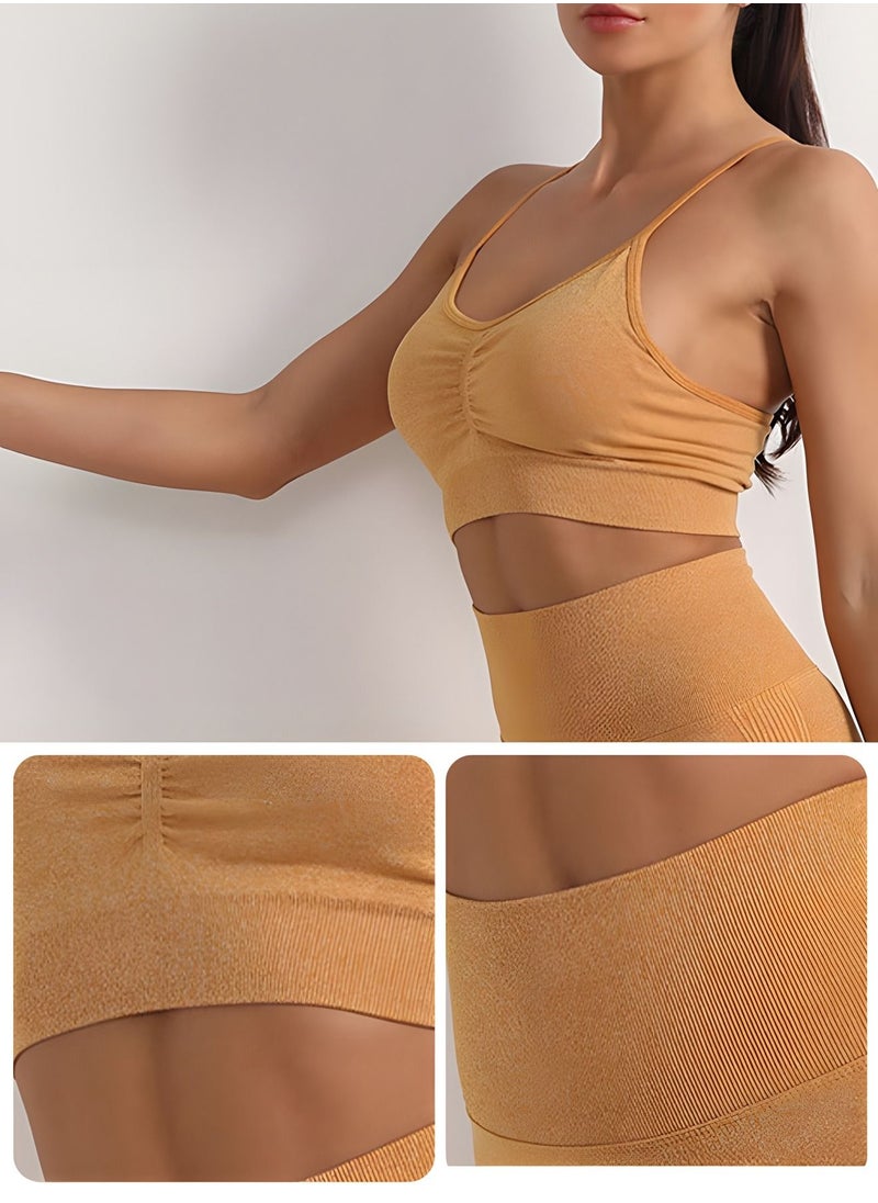 GROIC - Workout Sets for Women 2 Piece Cross Back Straps Sports Bra Seamless Pants Yoga Gym Activewear Set(M) - Image 1