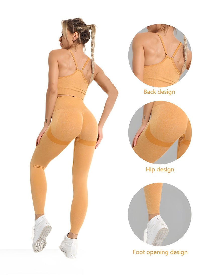 GROIC - Workout Sets for Women 2 Piece Cross Back Straps Sports Bra Seamless Pants Yoga Gym Activewear Set(M) - Image 1