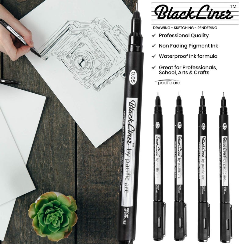Pacific Arc Blackliner Fine Line Drawing Pen Sets 4 Assorted fine - Image 3
