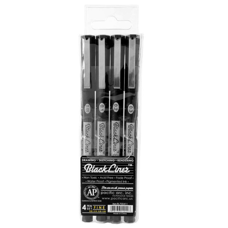 Pacific Arc Blackliner Fine Line Drawing Pen Sets 4 Assorted fine - Image 2