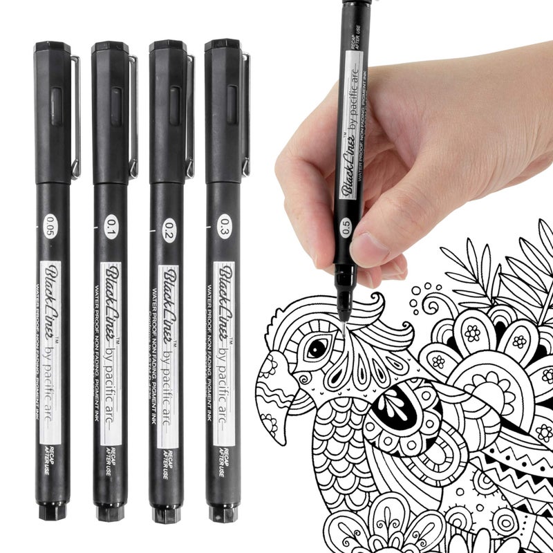 Pacific Arc Blackliner Fine Line Drawing Pen Sets 4 Assorted fine - Image 1