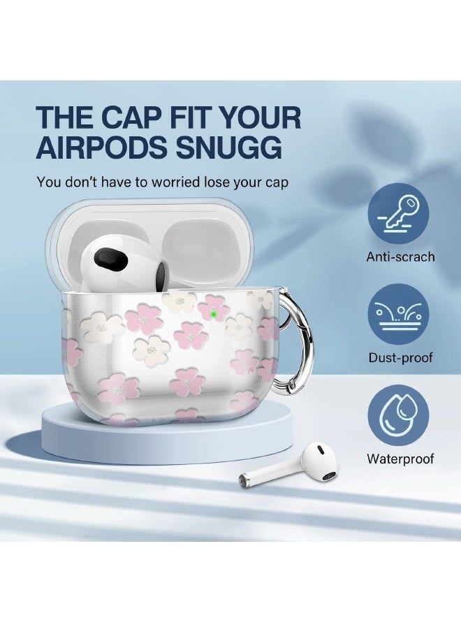 Generic - Airpods 3 Case, Protective Case with Metal Ring for Airpods 3/2021, Protective Case Prevent Drops, Charging LED Visible, White Pink Flower Personalized Design Compatible with Apple Airpods 3 2021 - Image 1