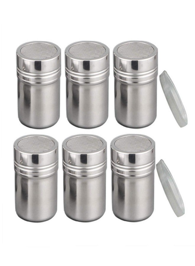 FEOOWV Powder Shaker with Lid,Stainless Steel Fine Mesh Shaker, for Sifter Cocoa,Cinnamon Powder,Icing Sugar,Chocolate Coffee (6 Pcs Small) - Image 1