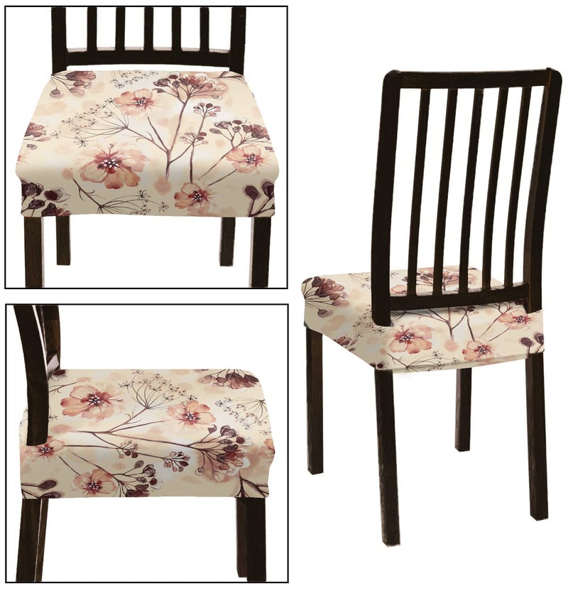 BRIDA Stretchable Floral Geometric Printed Dining Chair Seat Covers Elastic Chair Seat Case Protector, Slipcovers (Watercolor Leaves, 6 Seat Cover) - Image 2