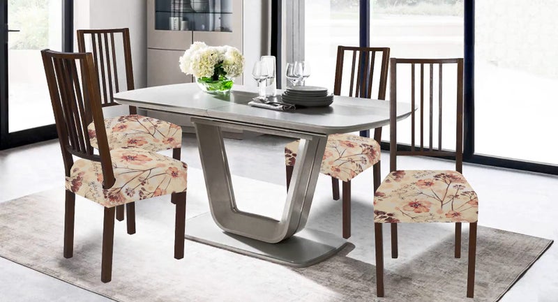 BRIDA Stretchable Floral Geometric Printed Dining Chair Seat Covers Elastic Chair Seat Case Protector, Slipcovers (Watercolor Leaves, 6 Seat Cover) - Image 3