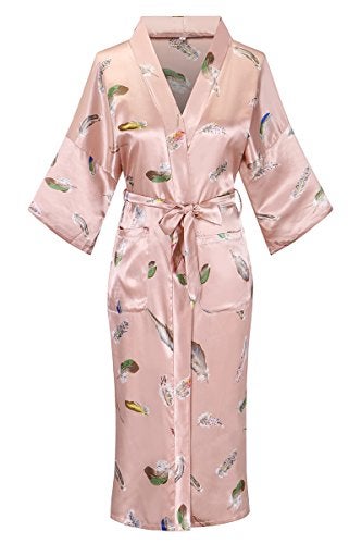 DandyChic Women's Kimono Robes Lightweight Imitation Silk Sleepwear Long Lightweight Nightgown for Women - Image 1