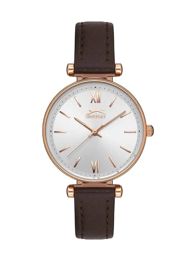 Slazenger Slazenger Women's Quartz Movement Watch, Analog Display and Leather Strap - SL.9.6539.3.03, Brown
