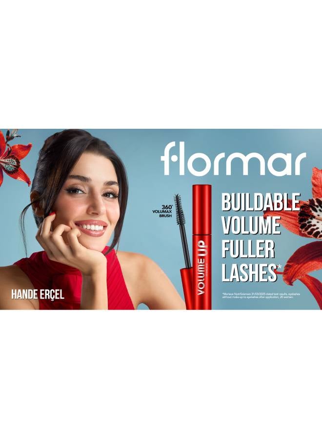 Flormar Volume Up Mascara – 000 Black, Silicone Brush, Intense Black Pigments, Volume & Lifting Effect, Buildable Wear Black - Image 4