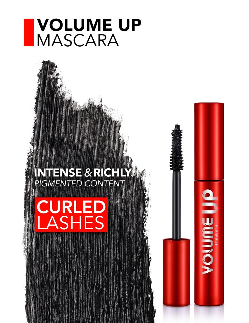 Flormar Volume Up Mascara – 000 Black, Silicone Brush, Intense Black Pigments, Volume & Lifting Effect, Buildable Wear Black - Image 4