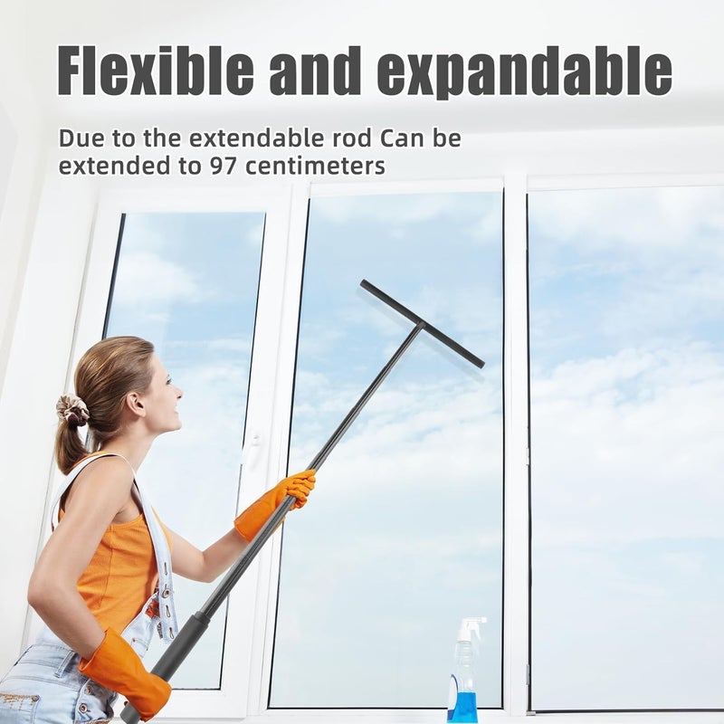 RELEMTRA Silicone Shower Squeegee with Hook Shower Squeegee for Class Doors Bathroom Wall Mirror Window and Car Glass Window Scrubber Kit with Rotatable Squeegee for Mirror Kitchen - Image 5