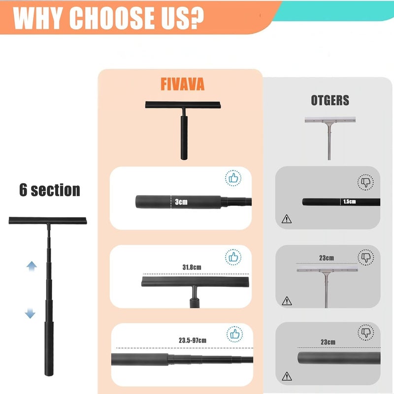 RELEMTRA Silicone Shower Squeegee with Hook Shower Squeegee for Class Doors Bathroom Wall Mirror Window and Car Glass Window Scrubber Kit with Rotatable Squeegee for Mirror Kitchen - Image 3