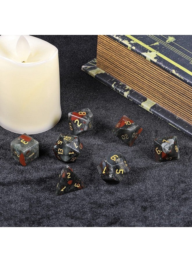SUNYIK 7 PCS Polished Crystal Stone Polyhedral DND Dice Set for for RPG MTG Table Games, DND Game Dice Polyhedral Dungeons and Dragons for Office Home Decoration, Dragons Blood - Image 3
