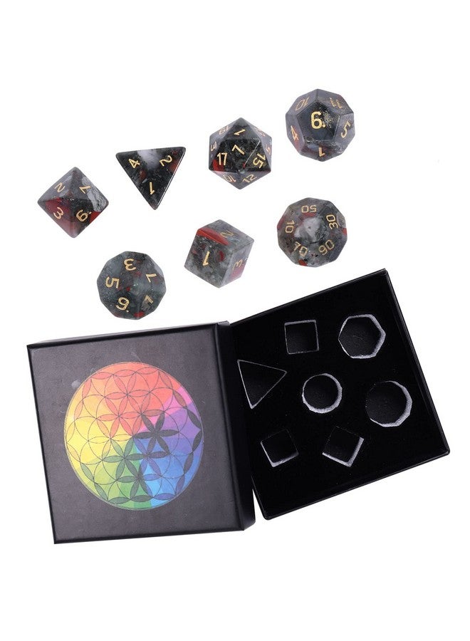 SUNYIK 7 PCS Polished Crystal Stone Polyhedral DND Dice Set for for RPG MTG Table Games, DND Game Dice Polyhedral Dungeons and Dragons for Office Home Decoration, Dragons Blood - Image 5