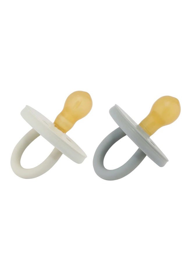 Hevea BumiBÃƒ©bÃƒ© Round Pacifiers 2-Pack 0-3 Months (Rose & Sage) - Image 1
