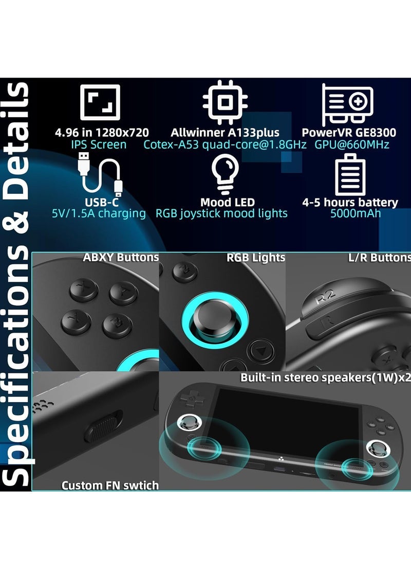 Trimui Smart Pro 5-inch Handheld Game Console Preinstalled Emulator System 128GB (Black) - Image 5