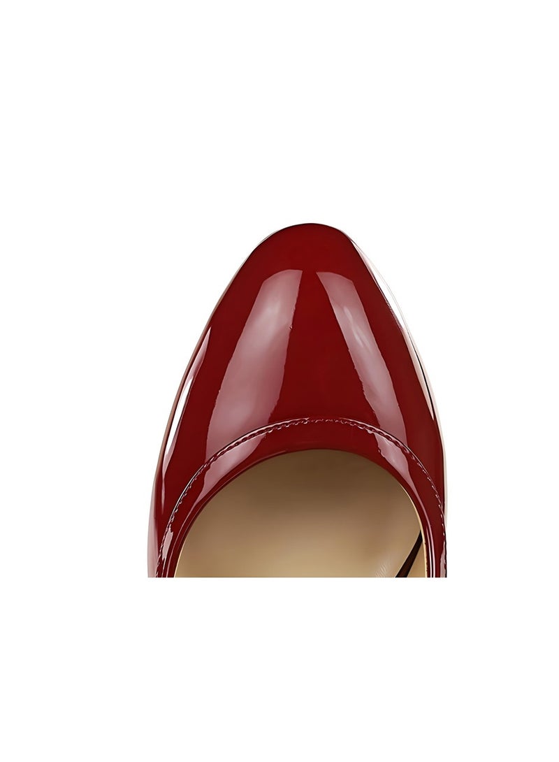 بيج تري ماري جين أحذية القط الكعب العالي مغلقة مستديرة إصبع القدم مع حزام القفل الأحمر - Image 5