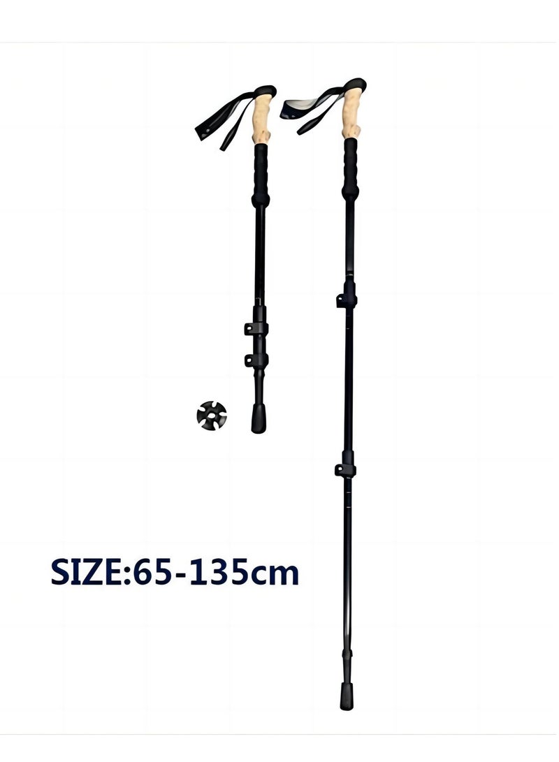 أقماع نزهة خفيفة الوزن قابلة للثني الصدمات عصا المشي مع مسك الفلين الطبيعي غطاء محكم قفل أربعة فصول جميع ملحقات التضاريس وحقيبة - Image 4