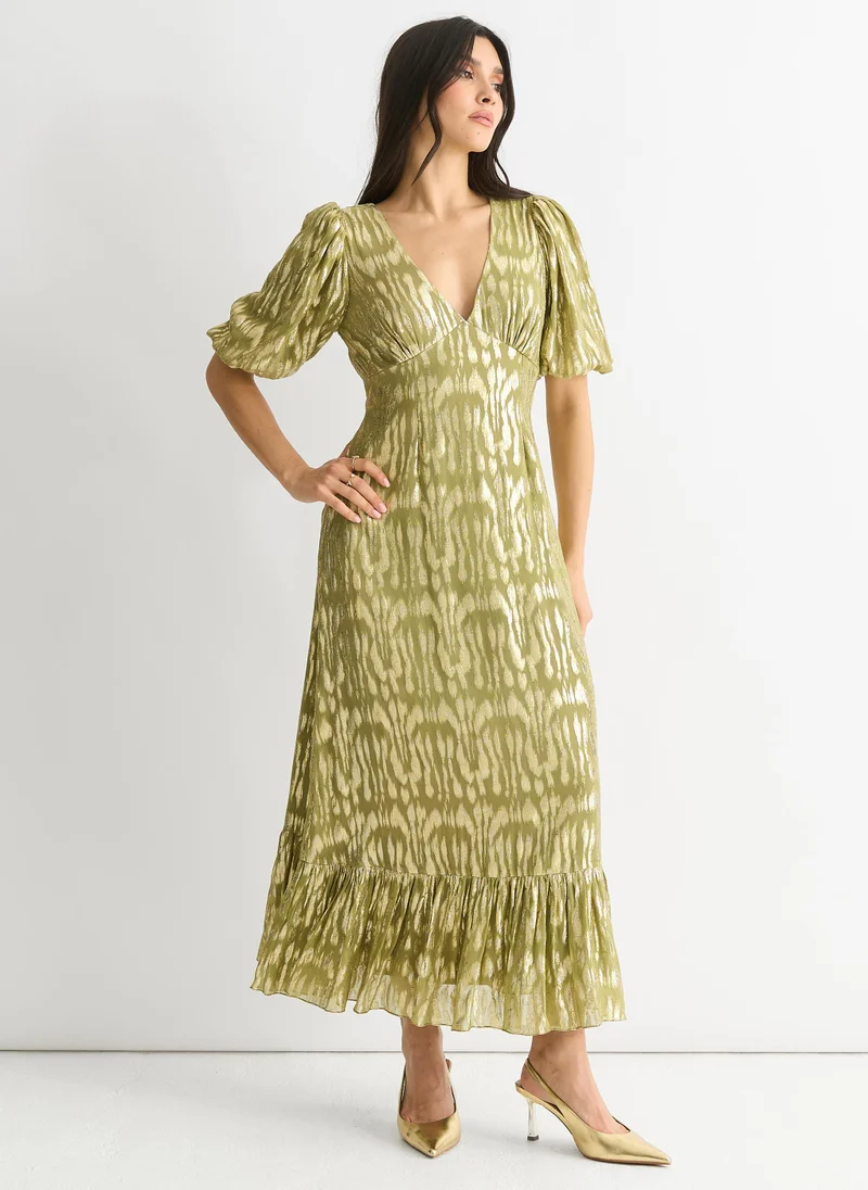 Gini London  Green Viscose Animal Jacquard Occasion Midi Dress for Women | Best Price UAE