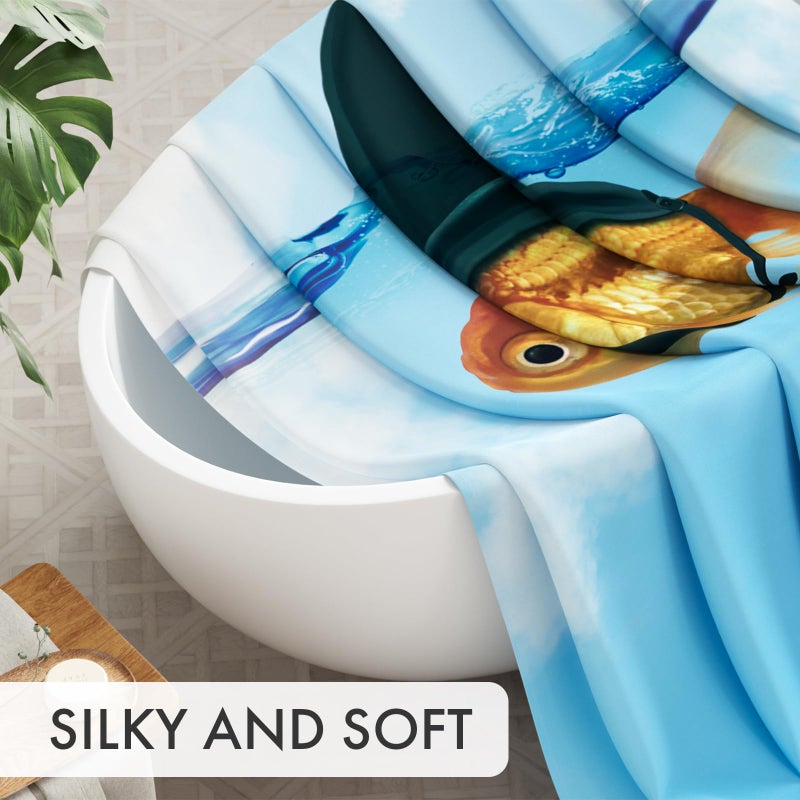 AmazerBath Shower Curtain Blue, Washable Cloth Funny Fish in Shark's Clothing Kids Shower Curtain Sets with 12 Shower Curtain Hooks, Cute Waterproof Shower Curtains for Bathroom Decor, 72x72 Inches - Image 3