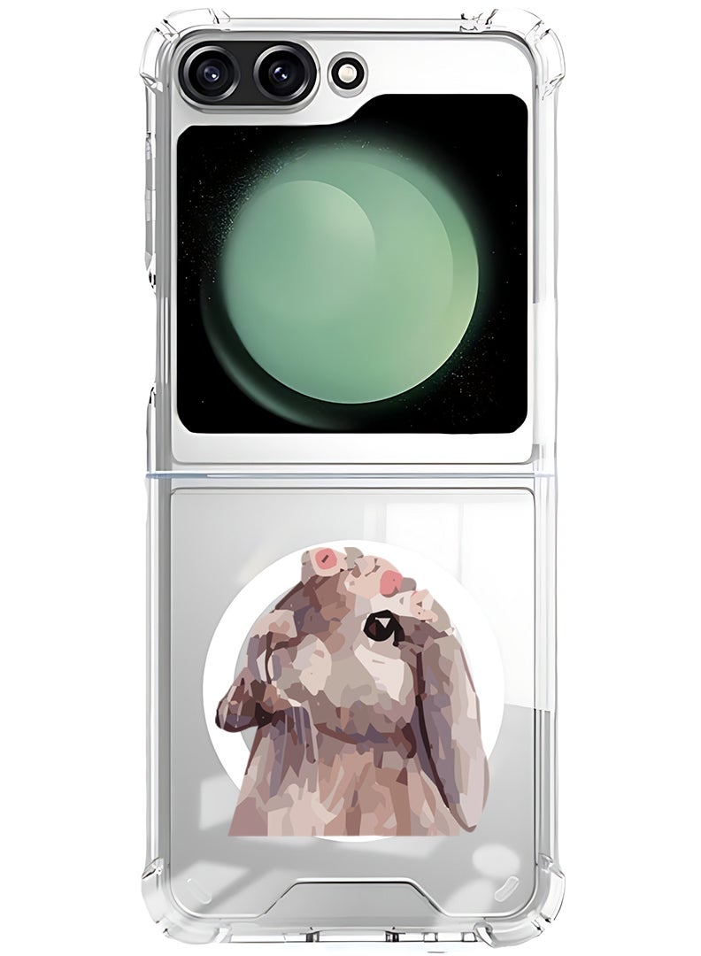 Theodor Magnetic Case for Samsung Galaxy Z Flip 5 Compatible with MagSafe Wireless Charging, Shockproof Phone Bumper Cover Rabbit - Image 1
