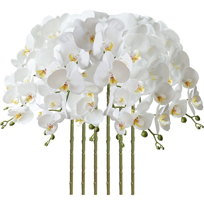 32 ARTIFICIAL PHALAENOPSIS FLOWERS 6 PCS ARTIFICIAL ORCHID FLOWERS STEM PLANTS FOR HOME DCOR 6PCS