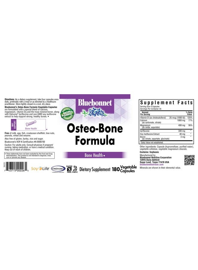 BlueBonnet Osteo-Bone Formula Vegetarian Capsules, 180 Count - Image 2